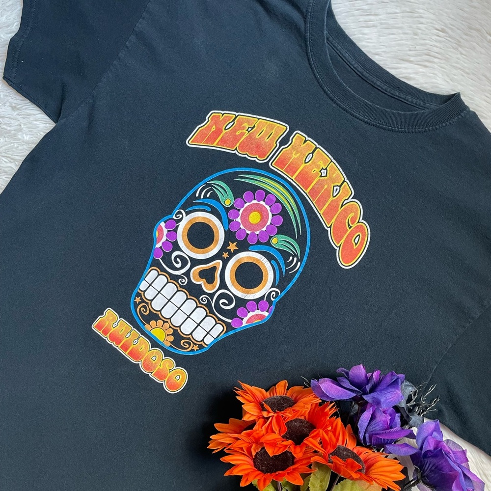 Day of the dead sugar skull New Mexico unisex graphic tee